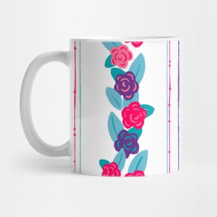 Purple, Pink, And Teal Flower Stripes Pattern Mug